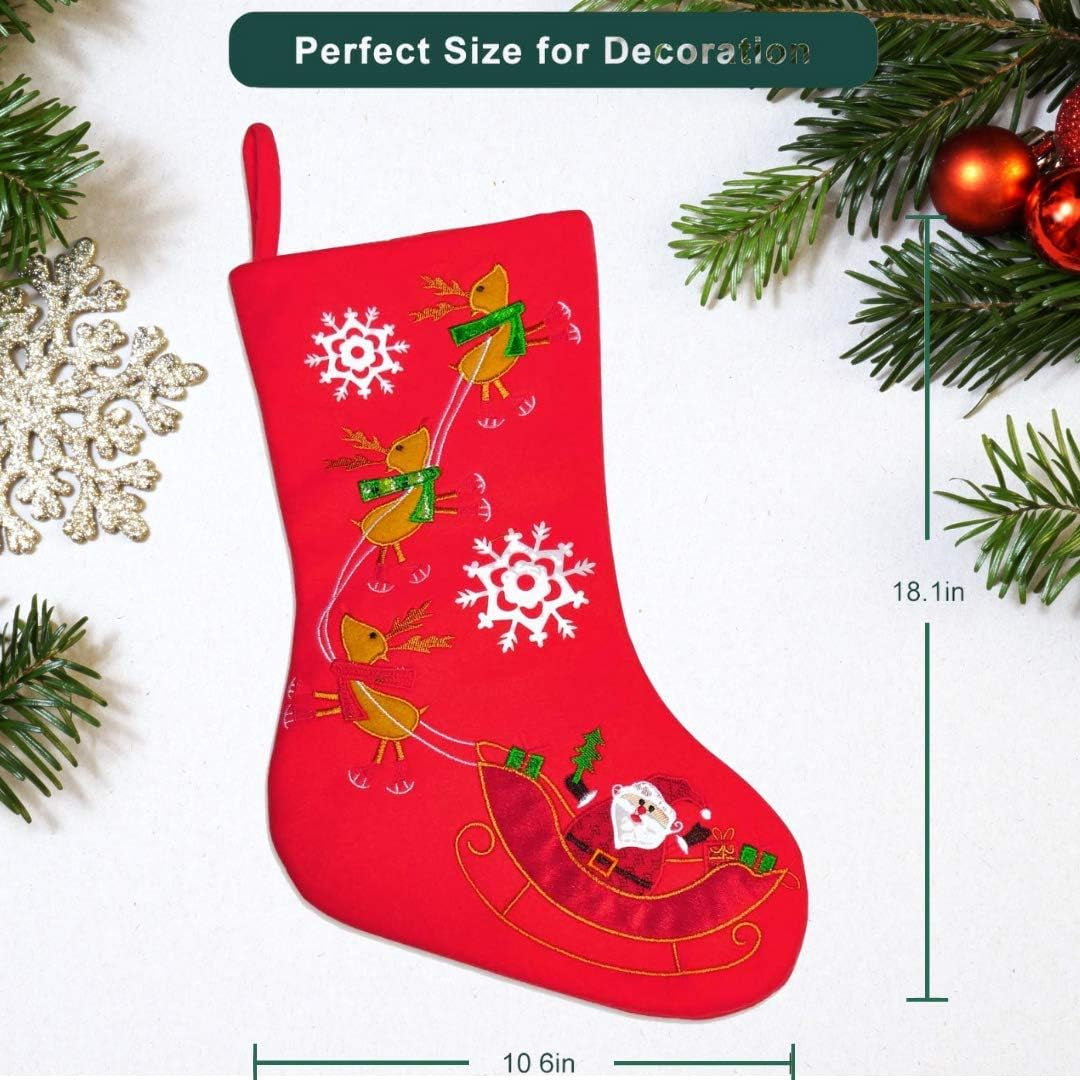 Christmas Stockings, Santa Snowman Reindeer Xmas Stockings Decoration and Party Accessory Lovely Embroidery Pattern for Family Decorations Hanging Ornament for Xmas Holiday Party Home & Kitchen Seasonal Décor Stockings & Holders