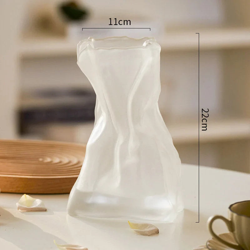 Sculptural Crumpled Glass Vase