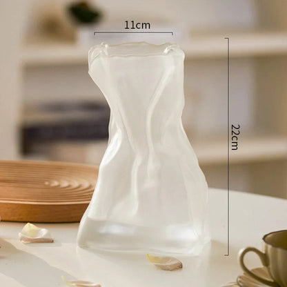 Sculptural Crumpled Glass Vase