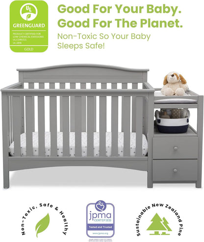 Birkley Convertible Crib N Changer + Changing Pad and Cover [Bundle], Grey Baby Products Changing & Dressing Changing Tables Furniture Nursery