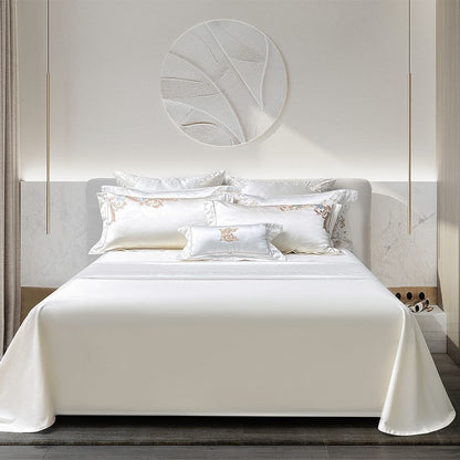 Esana White Embroidered Egyptian Cotton Satin Bedding Set