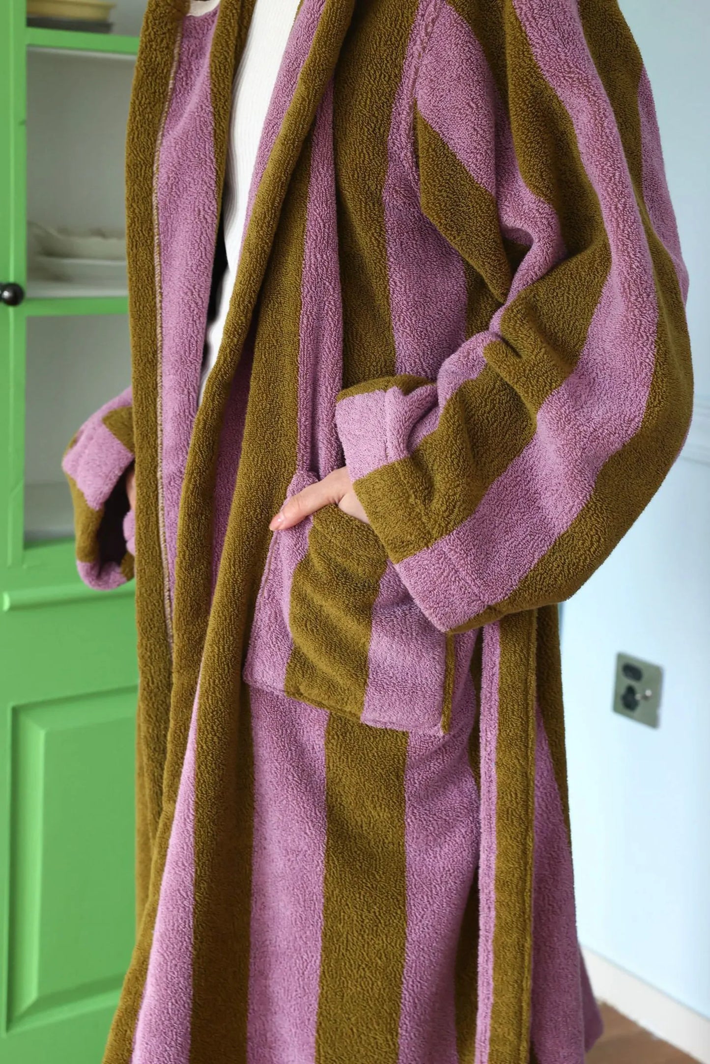 Plush Wide Striped Cotton Robe