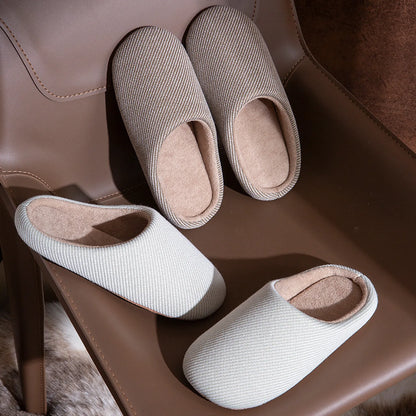 Soft Ribbed Cotton House Slippers