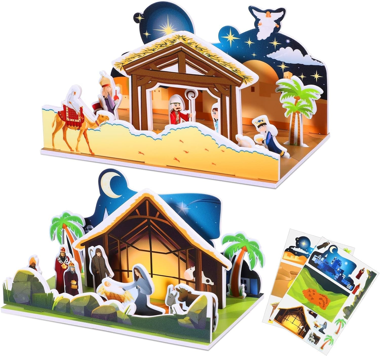 2 Pack Christmas Nativity Set Christmas Decorations Nativity Scene Birth of Baby Jesus Christmas Craft Kit Puzzle 3D Christmas Table Decorations Christmas Story Manger for Kids Christmas Table Decors Collectible Figurines Home & Kitchen Home Décor Accents Home Décor Products