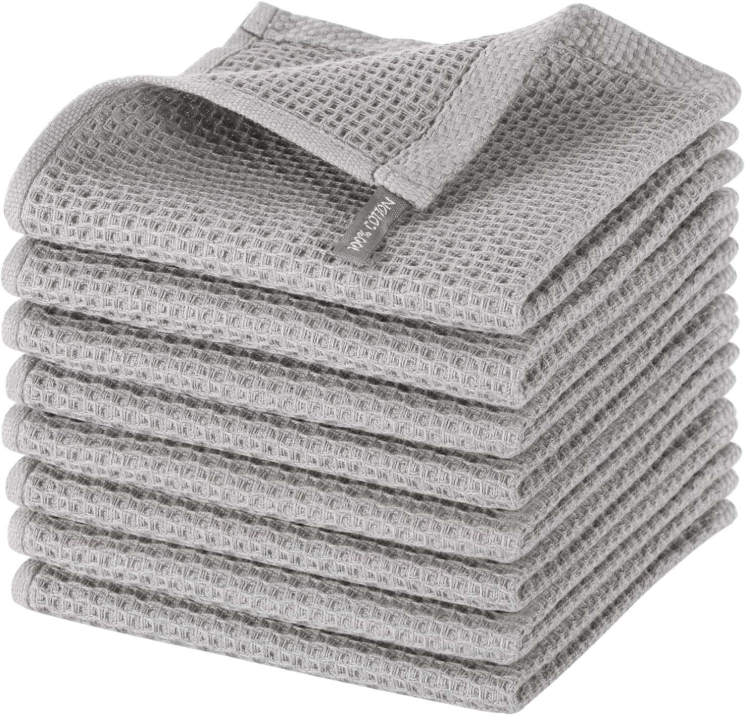 Joybest Cotton Kitchen Dish Cloths, 8-Pack Waffle Weave Ultra Soft Absorbent Dish Towels Washcloths Quick Drying Dish Rags, 12X12 Inches, Dark Gray Dish Cloths & Dish Towels Home & Kitchen Kitchen & Dining Kitchen & Table Linens