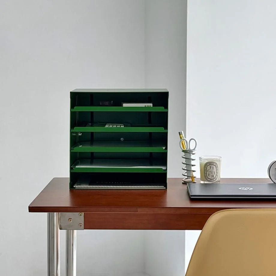 Sleek Solid Color Metal Desktop Organizer