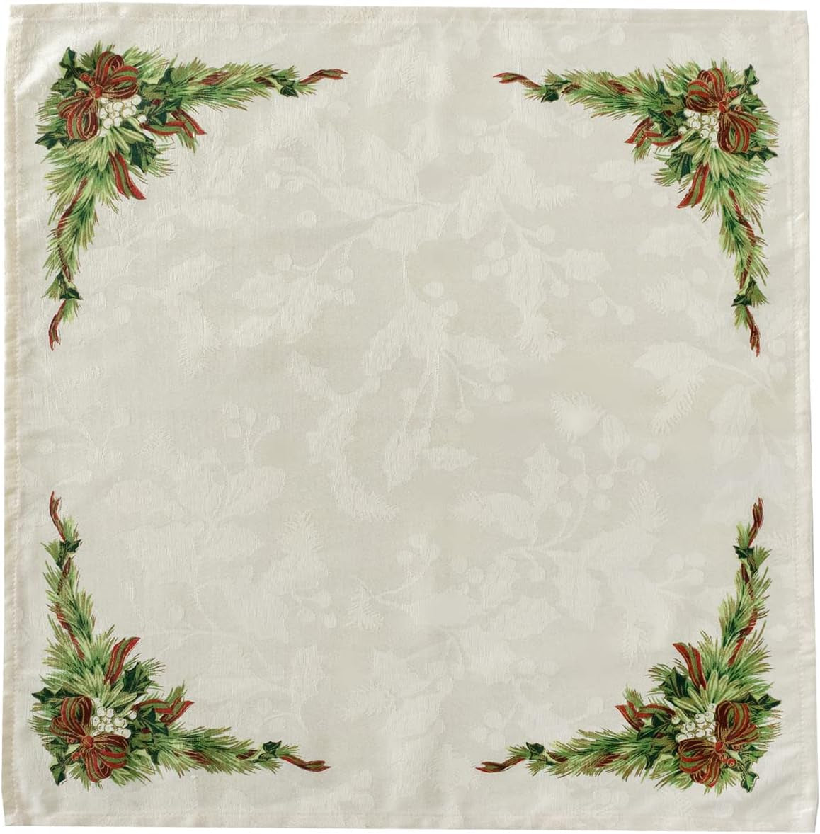 Benson Mills Tovaglioli di stoffa in tessuto stampato con nastri natalizi per tovaglie natalizie, invernali e festive (set di 4 tovaglioli 19" X 19", nastri natalizi)