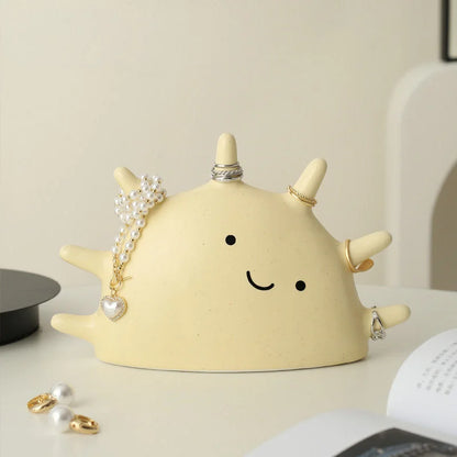 Matte Ceramic Smiling Sun Jewelry Organizer