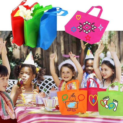 King'S Deal Gift Bags-18Pack(9 Color X 2) Non-Woven Shopping Tote Bags with Handles Multi Color Cloth Fabric Reusable Totes Bulk, Neon Party Favor Bags for Kids Birthdays Parties, Goodies, Treats Home & Kitchen Kitchen & Dining Luggage & Bags Reusable Grocery Bags Shopping Totes Storage & Organization Travel & To-Go Food Containers