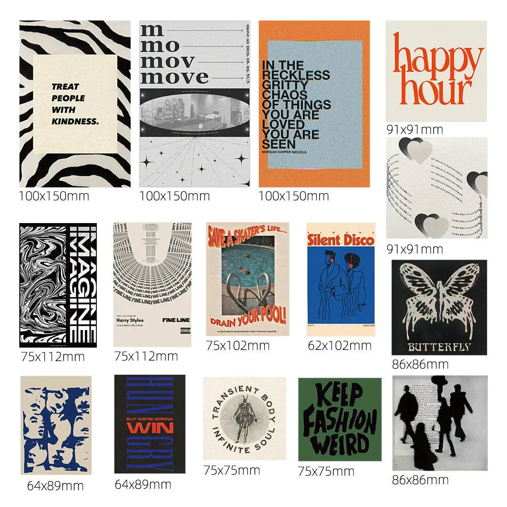 Indie Aesthetic Graphic & Typography Wall Collage Kit