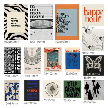 Indie Aesthetic Graphic & Typography Wall Collage Kit