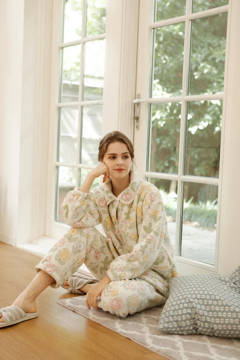 Plush Floral Flannel Fleece Pajama