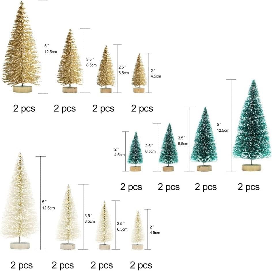 Aerwo 24PCS Mini Bottle Brush Christmas Trees with Wood Base, Small Sisal Trees for Tabletop Holiday Winter Decor Home & Kitchen Seasonal Décor Trees