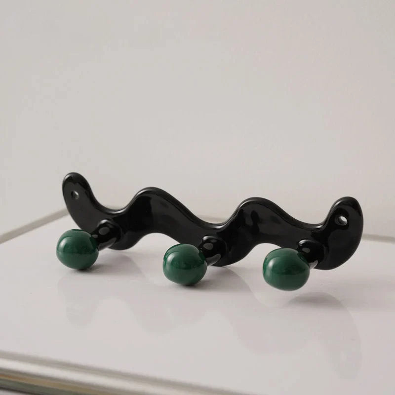 Glossy Wavy Ceramic Wall Hooks