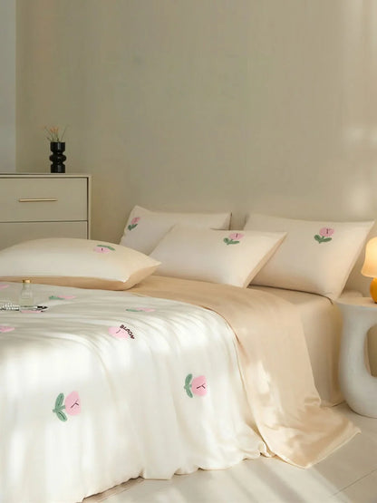 Tufted Doodle Flower Cooling Tencel Bedding Set