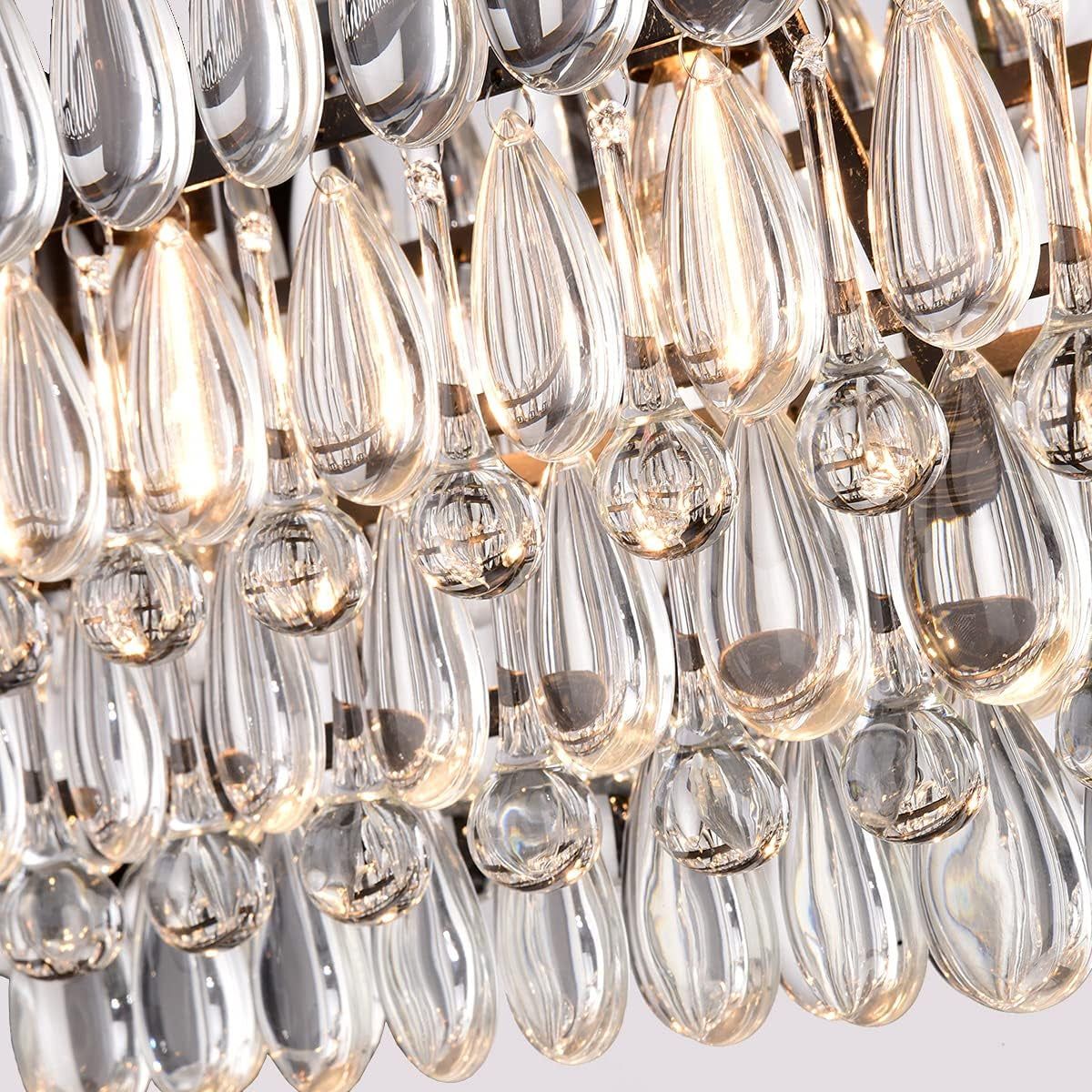 Edvivi Luxury Rectangular Linear Crystal Chandelier, 4 Lights Glam Lighting Fixture with Antique Bronze Finish, Adjustable Ceiling Light Fixture, Dining Room, Kitchen Island Ceiling Lights Chandeliers Lighting & Ceiling Fans Tools & Home Improvement