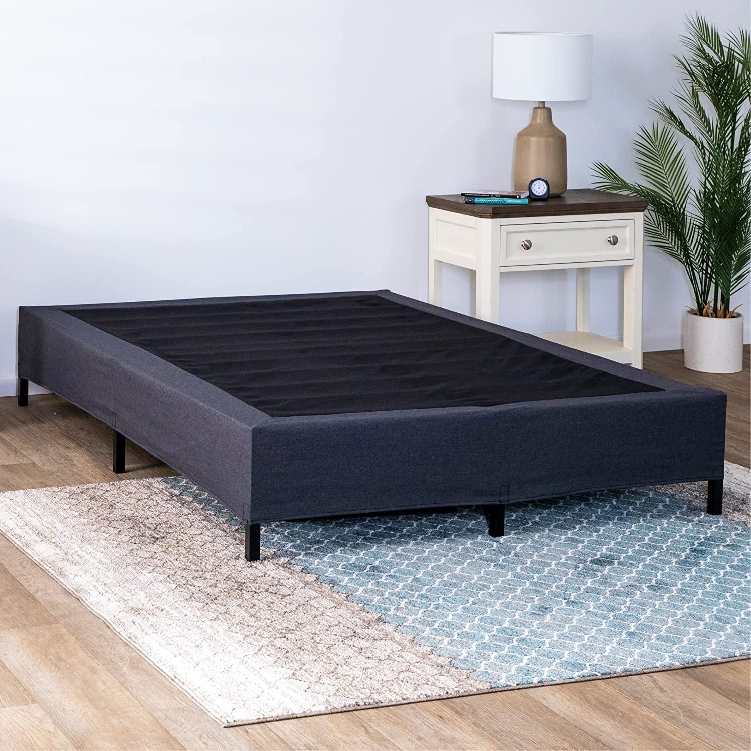 Ghostbed Mattress Foundation & Box Spring in One - Metal Platform Bed Frame with Steel Slat Support, Fabric Cover & Headboard Brackets - California King Bed Frames Bedroom Furniture Beds Frames & Bases Furniture Home & Kitchen