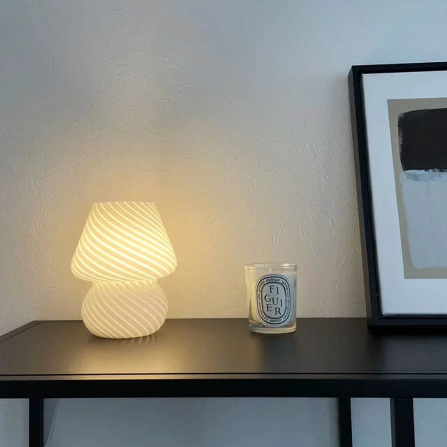 Swirled Glass Mushroom Lamp