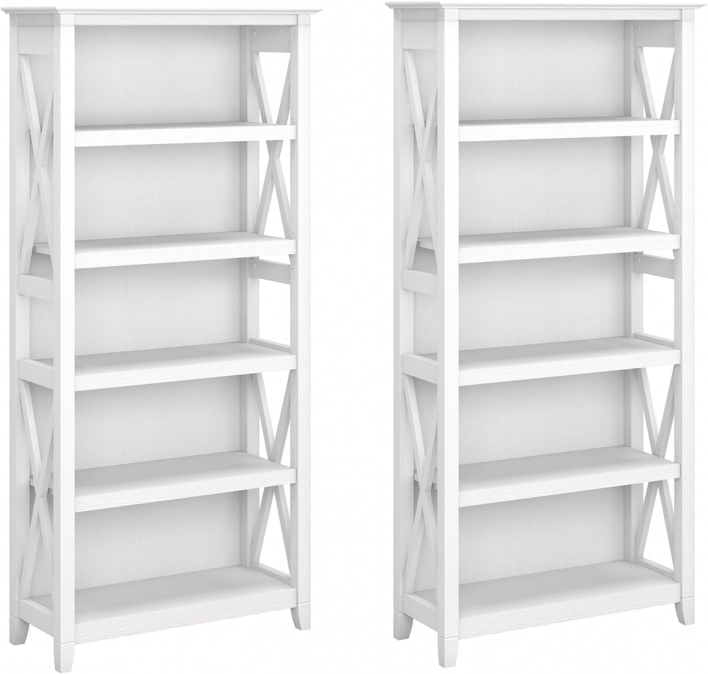 Bush Furniture 046CG Key West 5-Shelf 66-Inch H Bookcase Set, Cape Cod Gray Bookcases Furniture Home & Kitchen Home Office Furniture