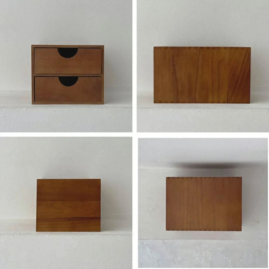 Smooth Minimalist Wood Desktop Organizer with Drawers