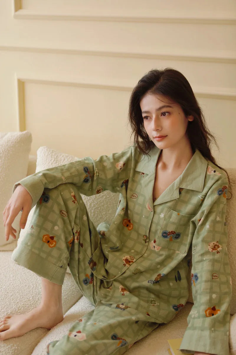 Soft Koala Plaid Washed Cotton Pajama