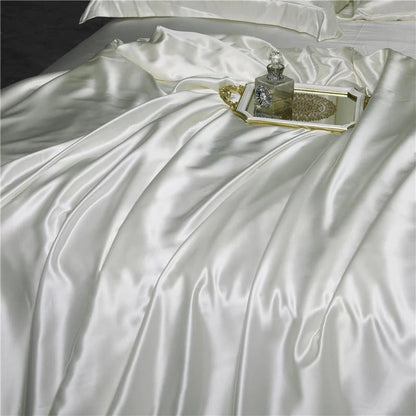 Eloise Pearl White Luxury Pure Mulberry Silk Bedding Set