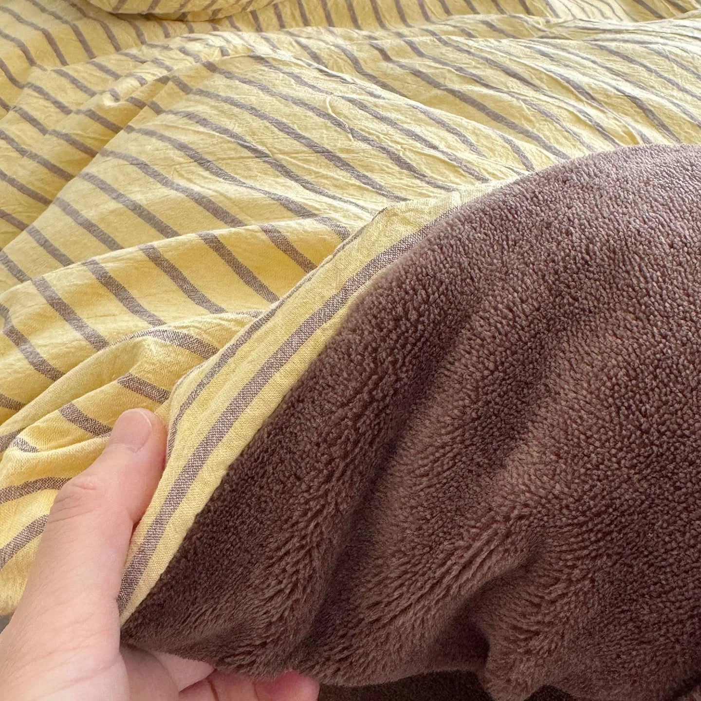 Plush Reversible Striped Flannel Fleece Bedding Set