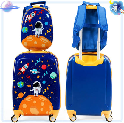 Goplus Kids Luggage Set, 12" & 18" Kids Carry on Luggage Set, Multi-Directional Wheels Suitcase, Large Capacity Rolling Trolley Suitcase, Gift for Boys and Girls Toddlers Children Travel Clothing Kids' Luggage Luggage Luggage & Travel Gear Shoes & Jewelry