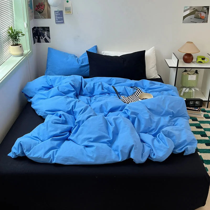 Soft Washed Solid Color Cotton Bedding Set