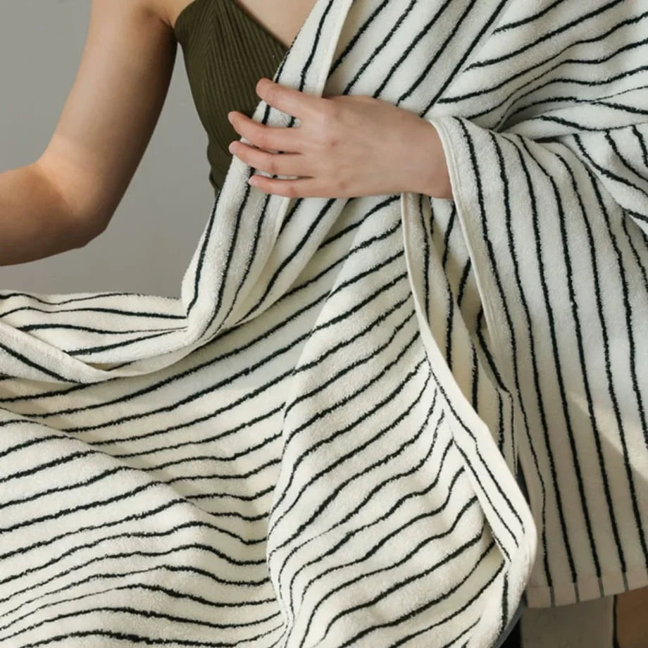 Plush Striped Cotton Towel Set