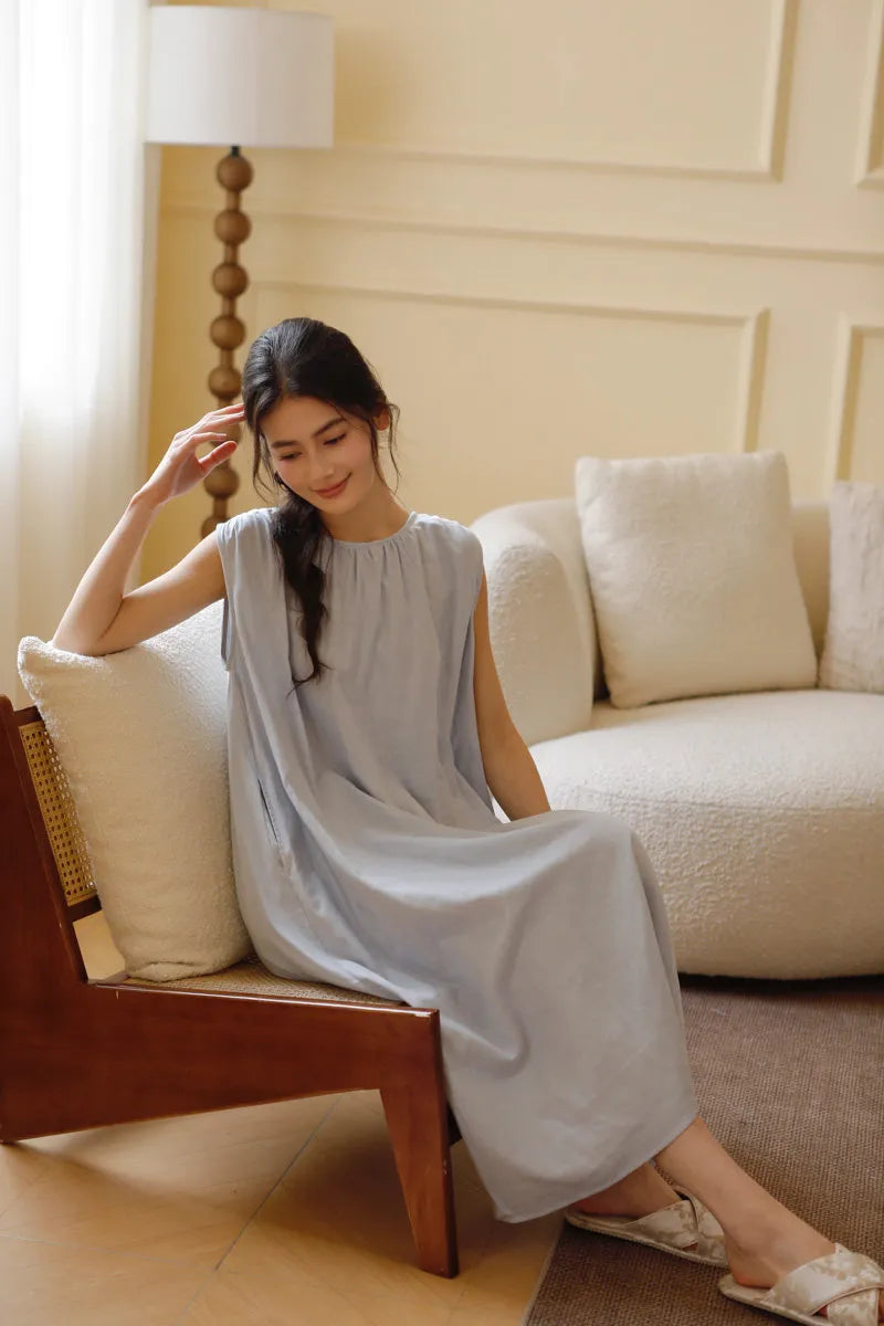 Cloud-Soft Crinkled Double Gauze Pajama Dress