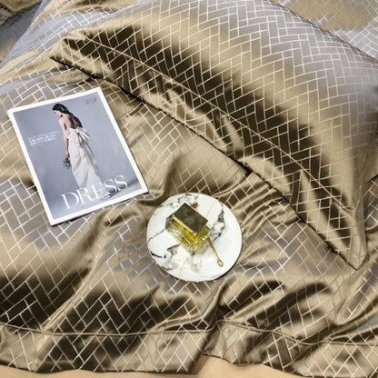 Talia Gold Cotton Satin Bedding Set