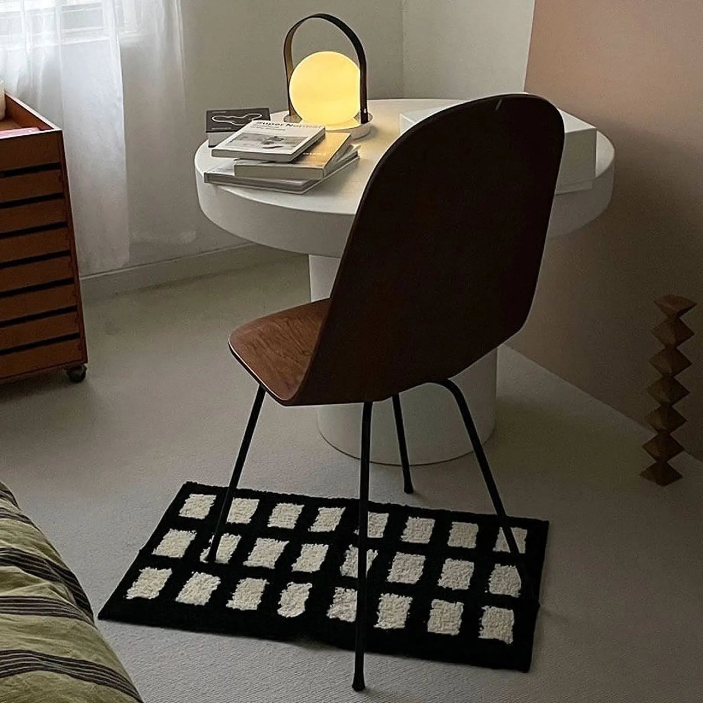 Tufted Plush Block Grid Accent Rug