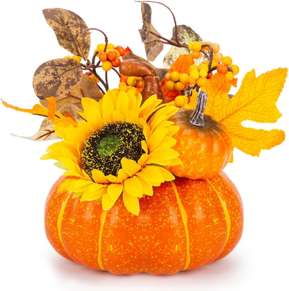 Domestar 50 PCS Thanksgiving Artificial Pumpkins and Gourds Set, 8 PCS Fake Pumpkins, 12 PCS Pinecones and Acorns, 30 PCS Fake Maple Leaves Fall Wedding Tables Centerpieces Artificial Plants & Flowers Artificial Vegetables Home & Kitchen Home Décor Products