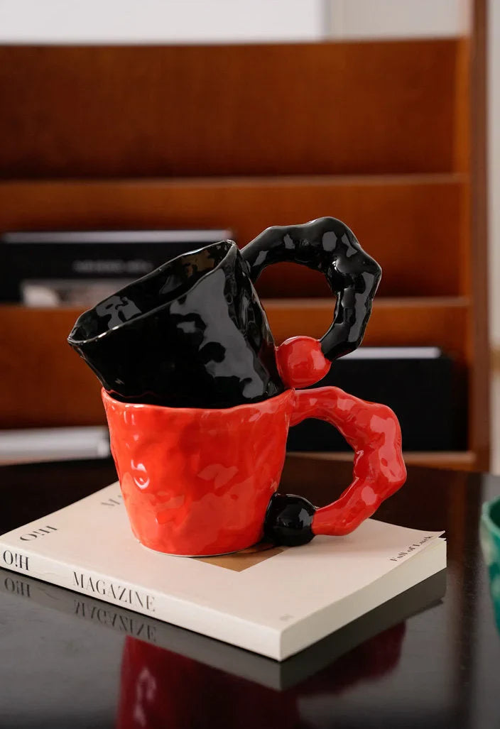 Chunky Sculptural Handle Ceramic Mug