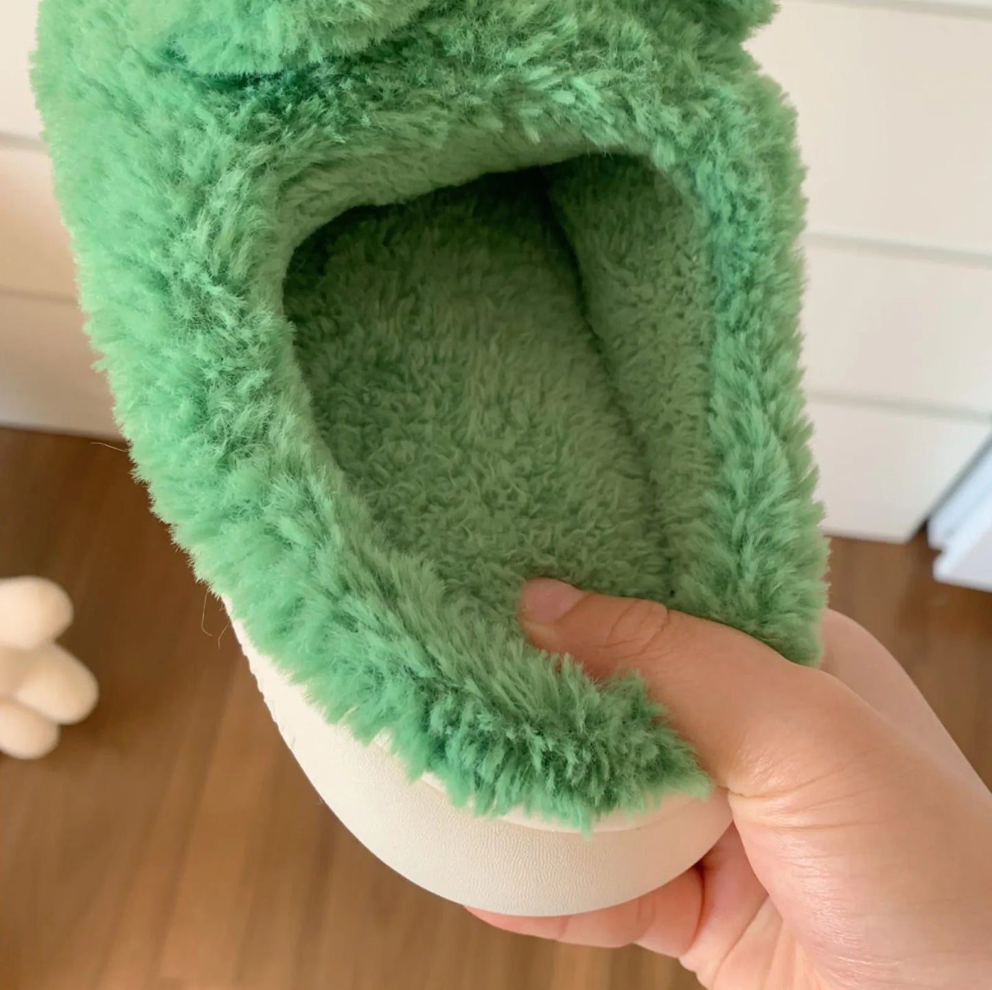 Plush 3D Frog Fleece House Slippers