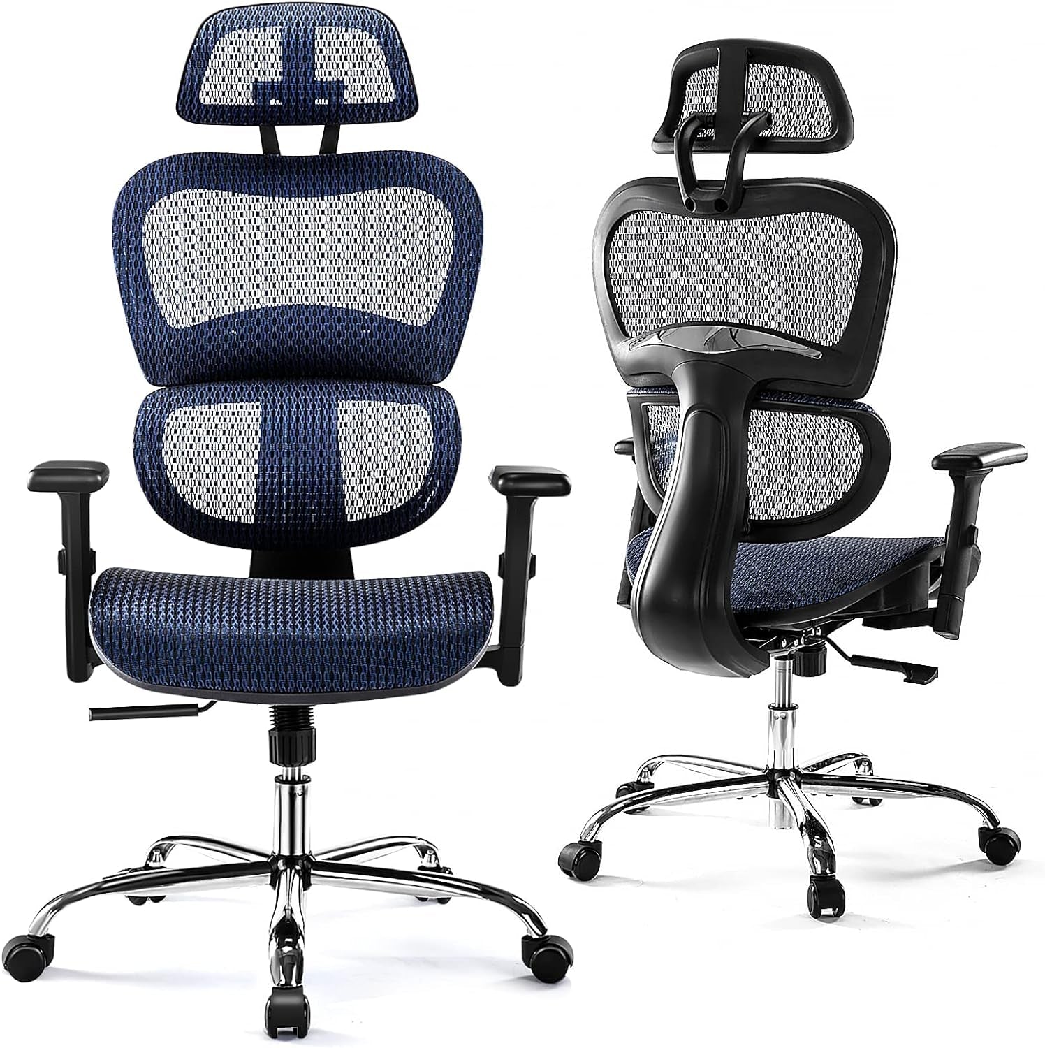 JHK Ergonomic High Back Office Chair with Headrest, Lumbar Support, Movable Armrests, Swivel Mesh Office Chair with 300 Lbs Capacity Adjustable Height for Home Office, Executive, Blue (WY-5283-BU) Chairs & Sofas Managerial & Executive Chairs Office Furniture & Lighting Office Products