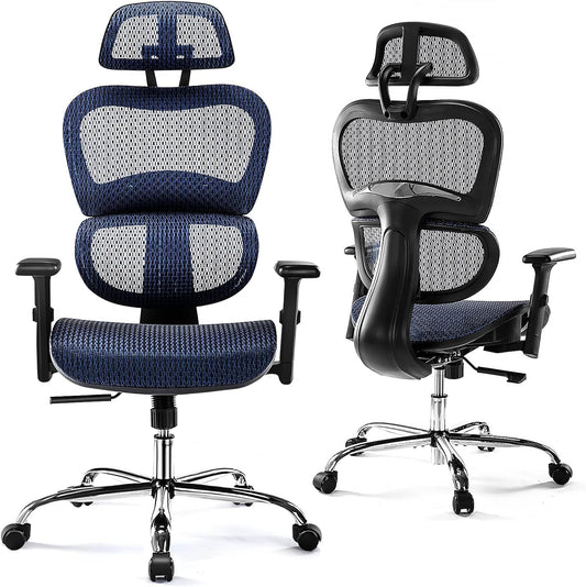 JHK Ergonomic High Back Office Chair with Headrest, Lumbar Support, Movable Armrests, Swivel Mesh Office Chair with 300 Lbs Capacity Adjustable Height for Home Office, Executive, Blue (WY-5283-BU) Chairs & Sofas Managerial & Executive Chairs Office Furniture & Lighting Office Products