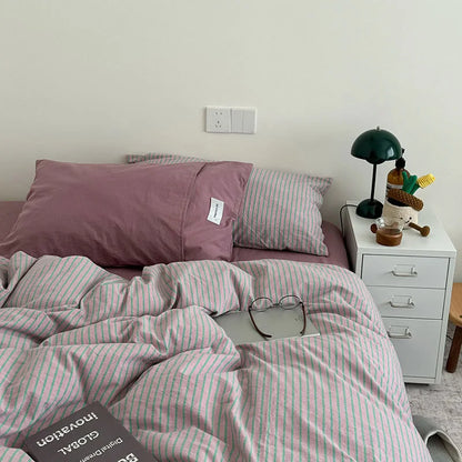 Soft Pinstripe Washed Cotton Bedding Set