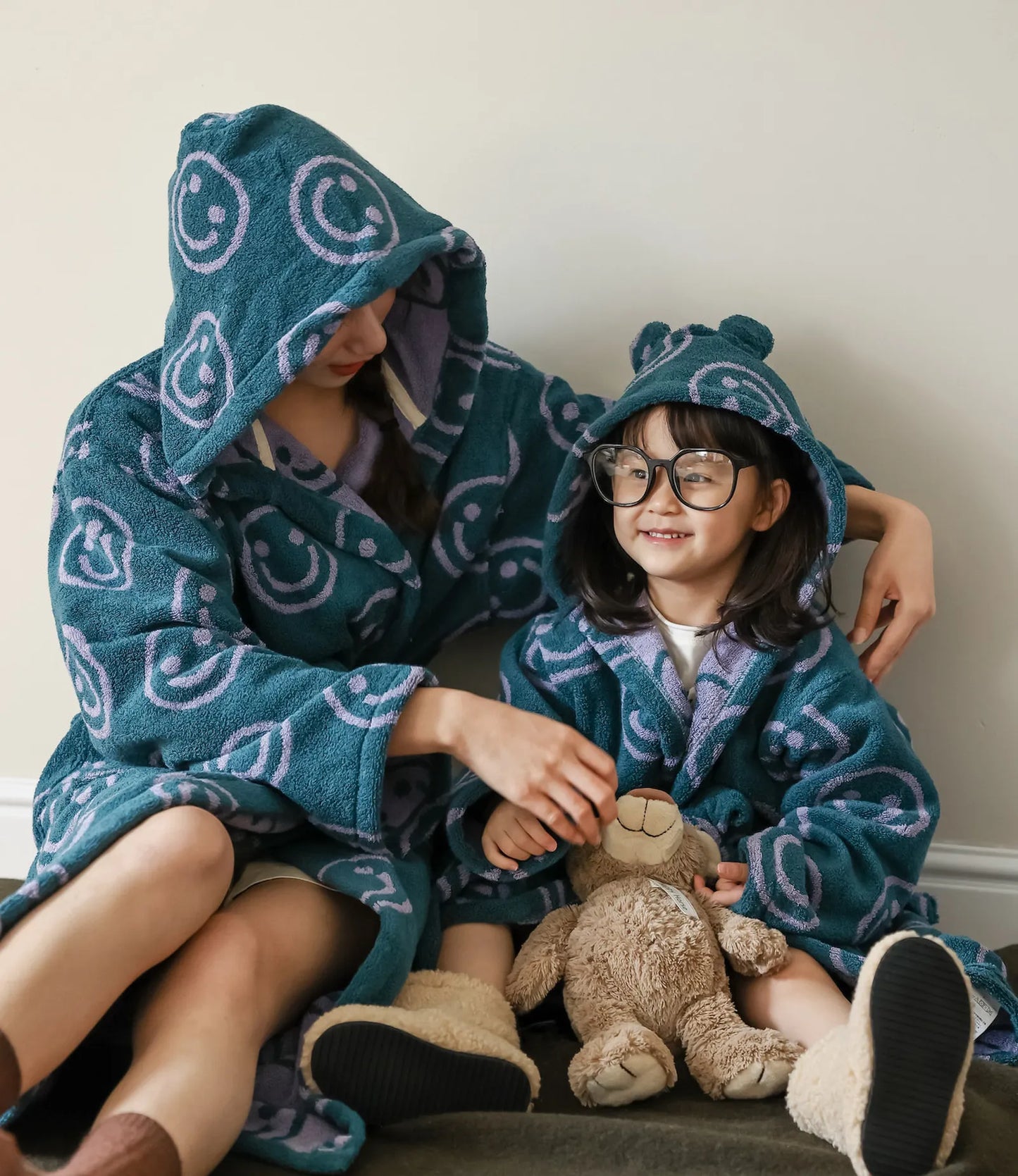 Plush Smiley Face Cotton Robes