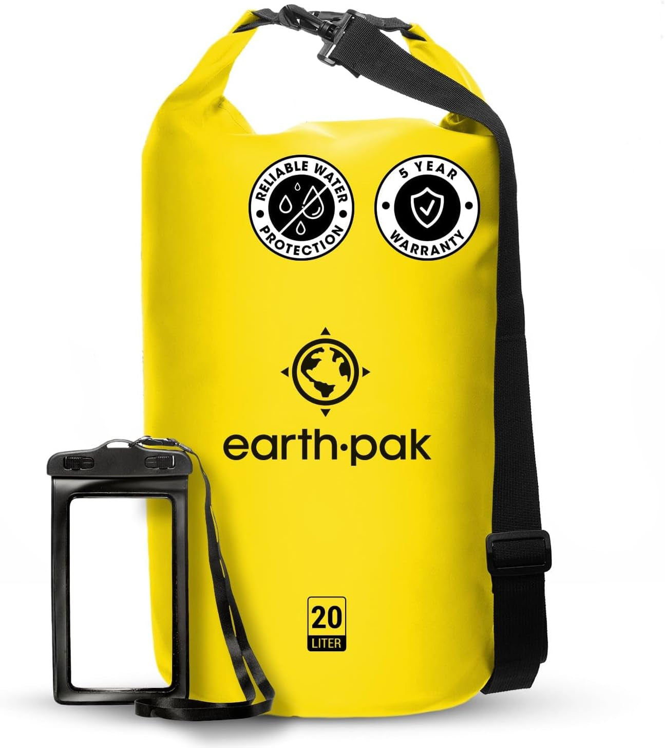 Earth Pak Waterproof Dry Bag - Roll Top Waterproof Backpack Sack Keeps Gear Dry for Kayaking, Beach, Rafting, Boating, Hiking, Camping and Fishing with Waterproof Phone Case Kayak Accessories Kayaking Sports Sports & Outdoors Water Sports