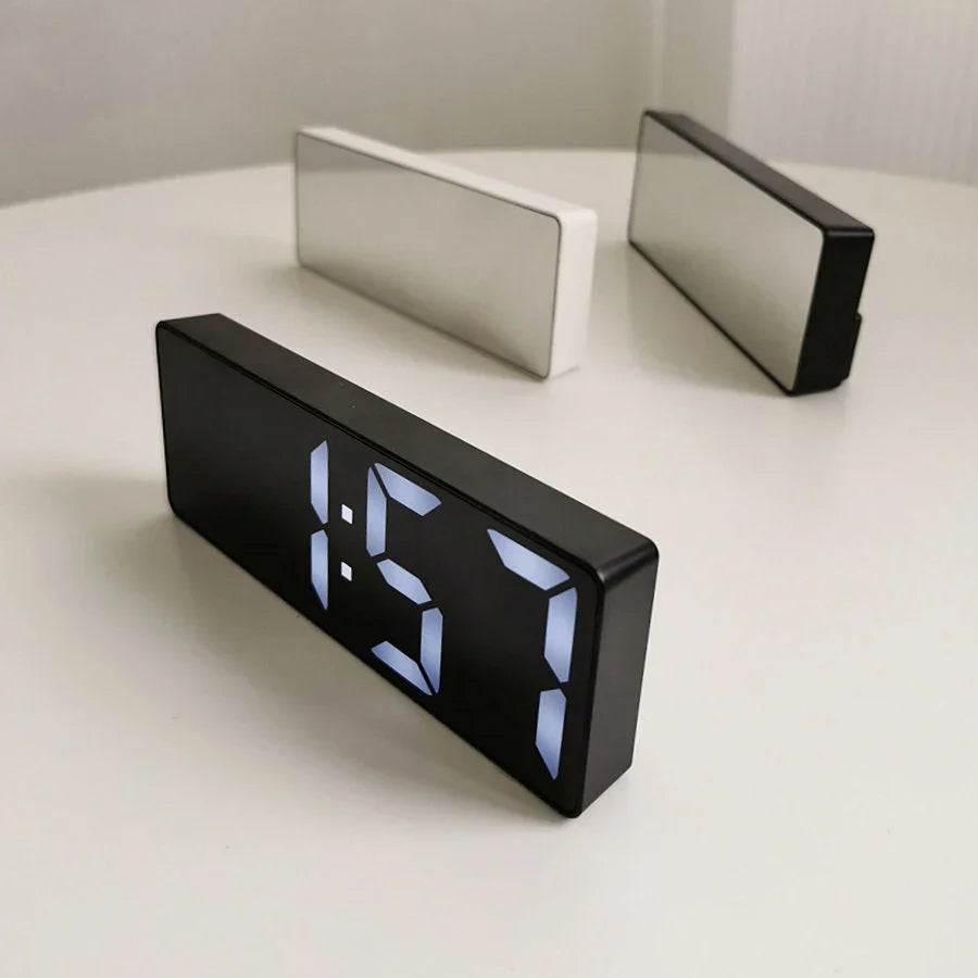 Sleek Mirrored Acrylic LED Table Clock