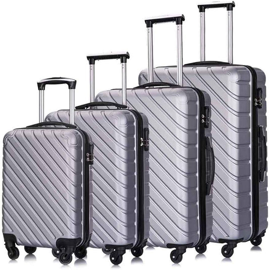 Apelila Hardshell Luggage ABS Luggages Sets with Spinner Wheels Hard Shell Spinner Carry on Suitcase(Silver, 4 PCS) Clothing Luggage Luggage & Travel Gear Luggage Sets Shoes & Jewelry