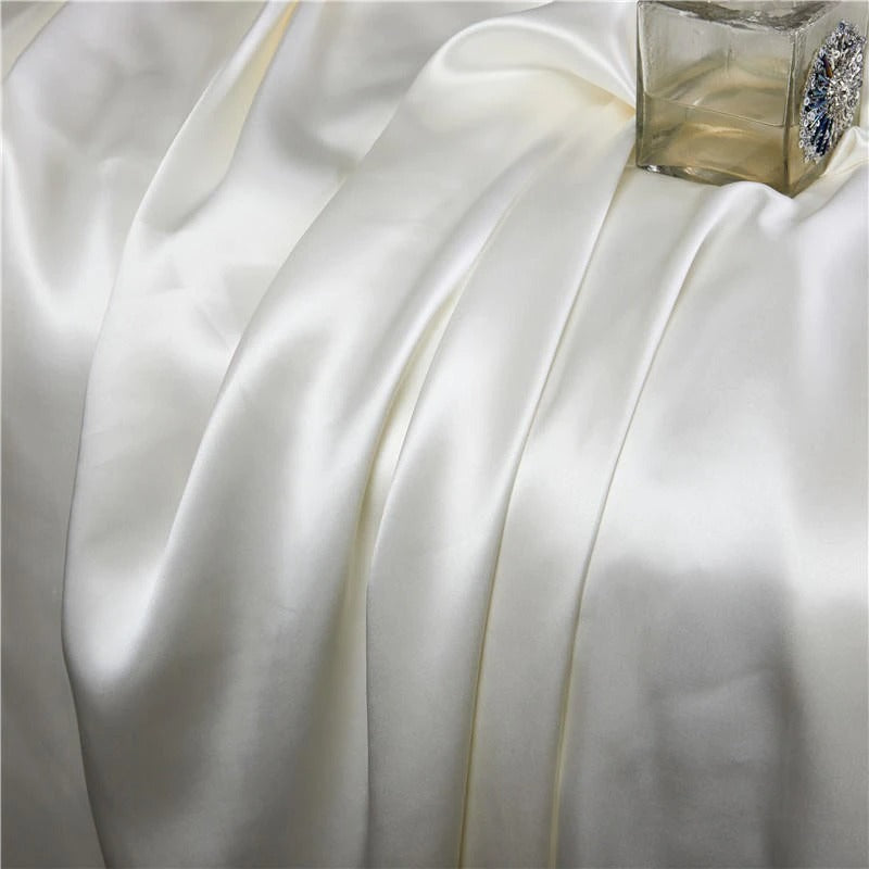 Eloise Pearl White Luxury Pure Mulberry Silk Bedding Set