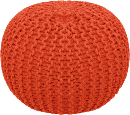 COTTON CRAFT round Pouf - Hand Knitted Tweed Cable Dori Pouf Ottoman - Cotton Braid Cord Foot Stool Floor Pouf Footrest Accent Seat Furniture Bean Bag - Family Room Kids Nursery Dorm - 20X14 - Natural Furniture Home & Kitchen Living Room Furniture Ottomans