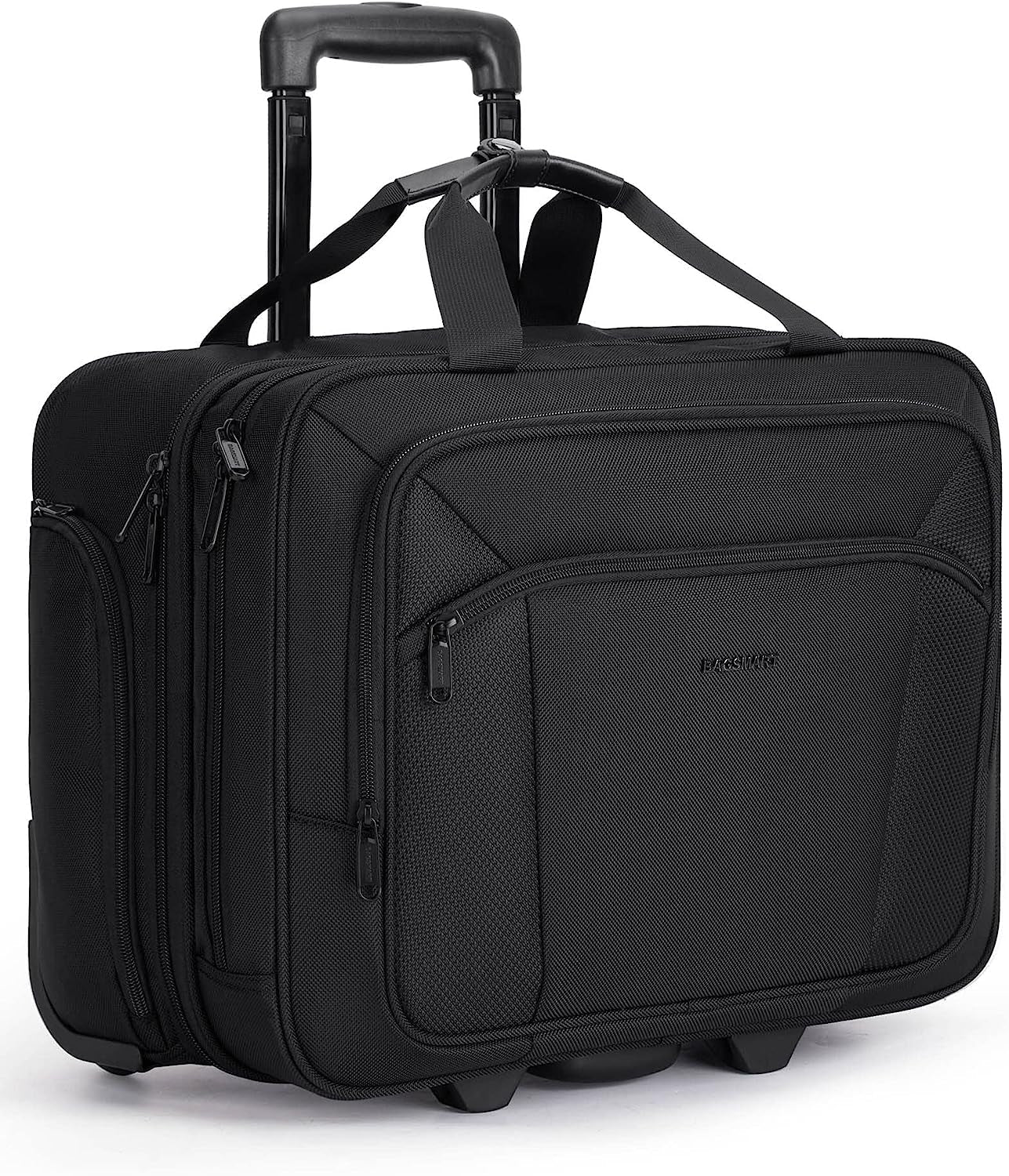 BAGSMART Sac à roulettes pour ordinateur portable, porte-documents à roulettes de 17,3 pouces avec roulettes pour hommes et femmes, grand sac d'ordinateur à roulettes pour le travail, les voyages d'affaires, noir