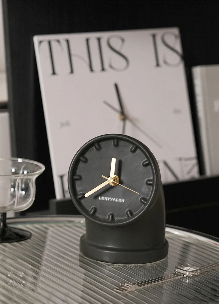 Sculptural Industrial Pipe Ceramic Table Clock