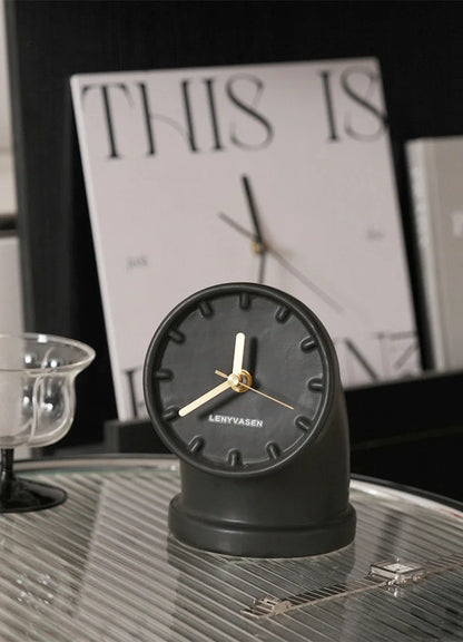 Sculptural Industrial Pipe Ceramic Table Clock