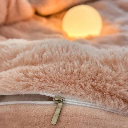 Plush Ruched Flannel Fleece Bedding Set