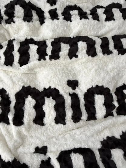 Plush Text Print Flannel Fleece Bedding Set
